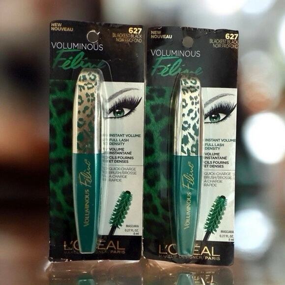 2 x L'OREAL Voluminous Feline Washable Mascara 627 BLACKEST BLACK ~ NIB/SEALED - Picture 1 of 1